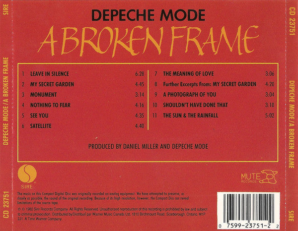 Depeche Mode – A Broken Frame (Vinilo Usado)
