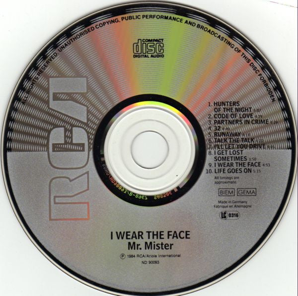 Buy Mr. Mister : I Wear The Face (CD, Album, RE, RM) Online for a