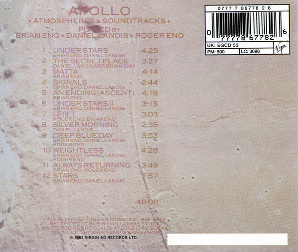 Buy Brian Eno With Daniel Lanois And Roger Eno : Apollo: Atmospheres &  Soundtracks (CD, Album, RE, EMI) Online for a great price