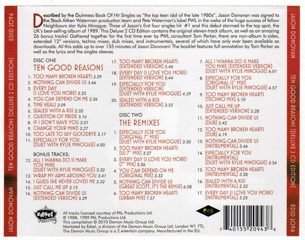 Buy Jason Donovan : Ten Good Reasons (2xCD, Album, Dlx, RM) Online for a  great price