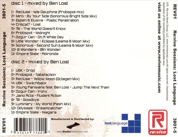 洋楽 Lost Language Ben Lost Re:Vive Sessions Buy Ben Lost : Re:Vive Sessions - Lost Language (2xCD, Mixed