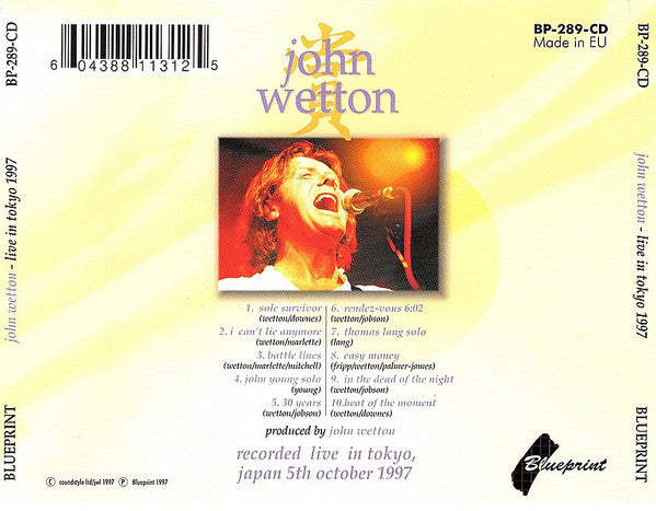 Buy John Wetton : Live In Tokyo 1997 (2xCD