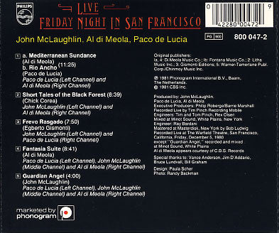 Buy Al Di Meola / John McLaughlin / Paco De Lucía : Friday Night