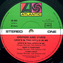 Load image into Gallery viewer, Giorgio Moroder And Chris Bennett : Love's In You, Love's In Me (LP, Album)

