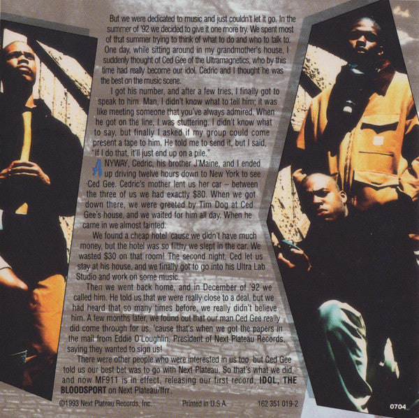 ヒップホップ+ラップ MF911 - Idol, The Bloodsport MF911 / Idol, The Bloodsport(LP) / Next Plateau 1993 US
