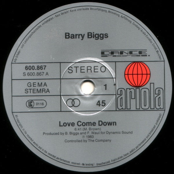 Buy Barry Biggs : Love Come Down (12