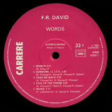 Load image into Gallery viewer, F.R. David : Words (LP, Album)
