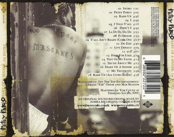 Buy Petey Pablo : Diary Of A Sinner: 1st Entry (CD, Album) Online