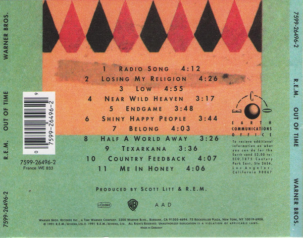 R.E.M. OUT OF TIME　USオリジナル盤　希少 R.E.M. OUT OF TIME cd NEW LONGBOX Factory Sealed New Old