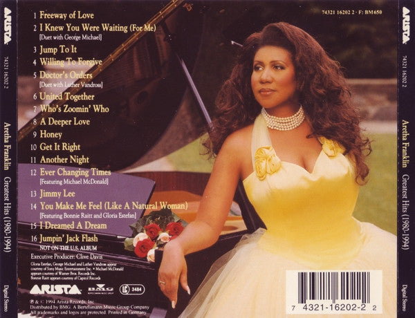 Aretha Franklin : Greatest Hits (1980-1994) (CD, Comp)