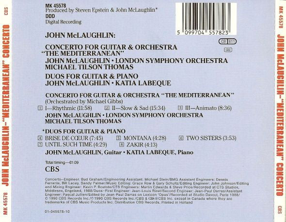 Buy John McLaughlin u0026 Katia Labeque* / Michael Tilson Thomas ~ London  Symphony Orchestra* : Concerto For Guitar u0026 Orchestra The Mediterranean /  Duos ...