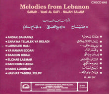 Load image into Gallery viewer, صباح*, وديع الصافي*, نجاح سلام = Sabah, Wadi Al safi*, Najah salam* : ذكريات من لبنان = Melodies From Lebanon (CD, Comp)
