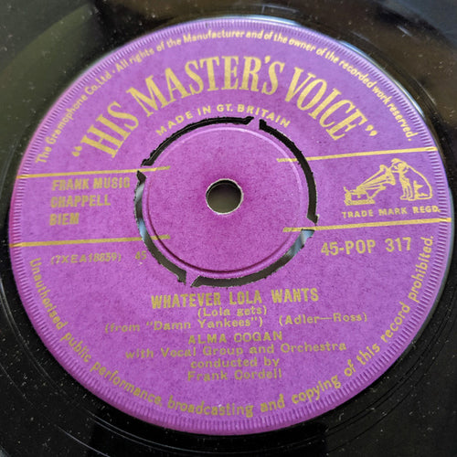 Alma Cogan : Whatever Lola Wants / Lucky Lips (7