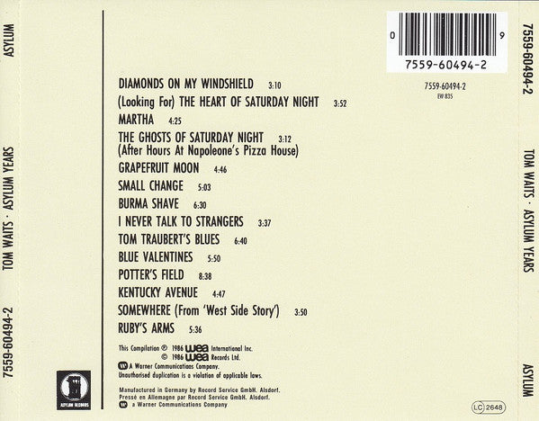 Buy Tom Waits : Asylum Years (CD, Comp, RE, RM) Online for a great 
