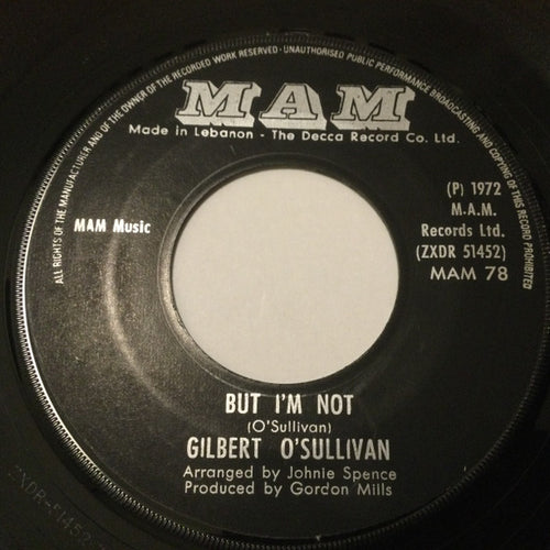 Gilbert O'Sullivan : Ooh-Wakka-Doo-Wakka-Day / But I'm Not (7