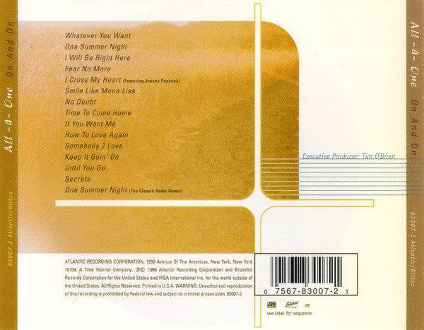 Buy All-4-One : On And On (CD, Album) Online for a great price