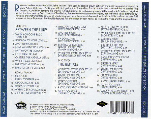 Buy Jason Donovan : Between The Lines (2xCD, Album, Dlx, RM