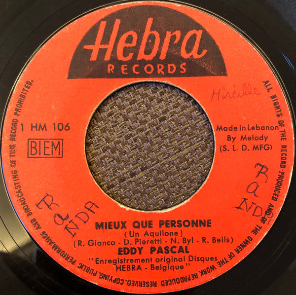 Eddy Pascal : J'Ecrirai Ton Nom Sur Le Sable / Mieux Que Personne (7