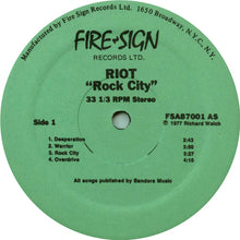 Load image into Gallery viewer, Riot (4) : Rock City (LP, Album)
