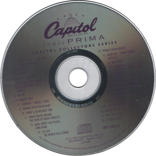 Buy Louis Prima : Capitol Collectors Series (CD, Comp, RE) Online