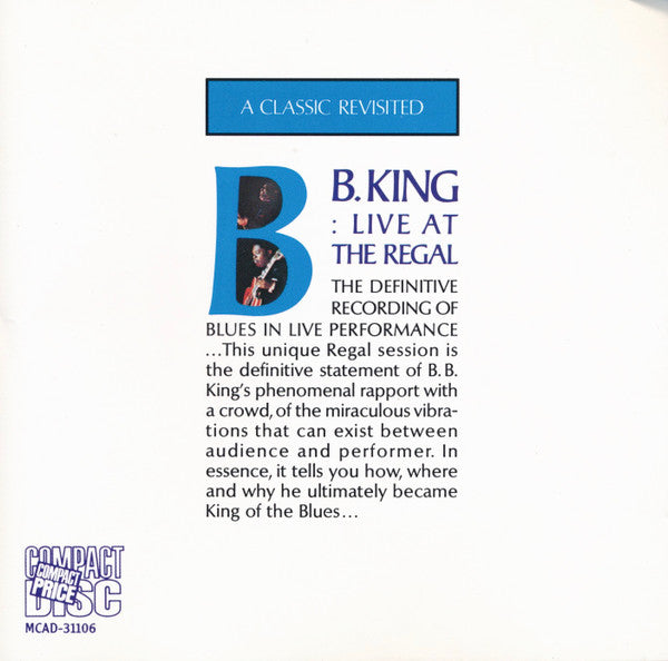 B.B. King : Live At The Regal (CD, Album, Club, RE)