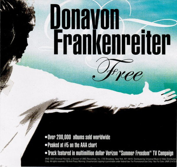 Donavon Frankenreiter : Free (CD, Single, Promo)
