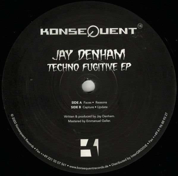 Jay Denham : Techno Fugitive EP (12