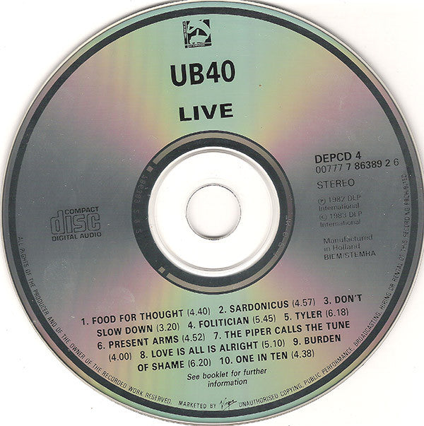 Buy UB40 : Live (CD, Album) Online for a great price – Disc Jockey