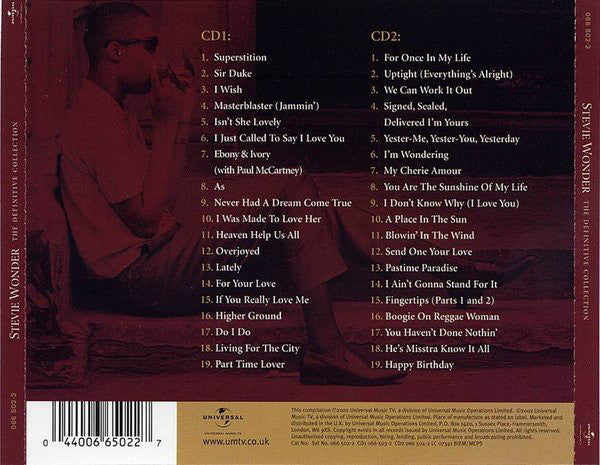 Buy Stevie Wonder : The Definitive Collection (2xCD, Comp) Online
