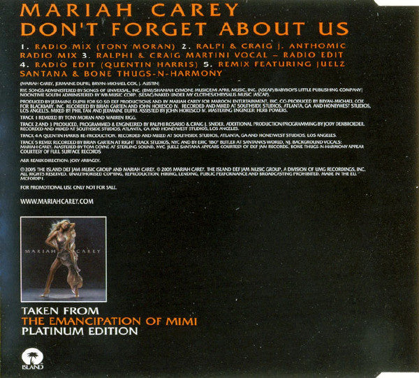 Buy Mariah Carey : Don't Forget About Us (Remixes) (CD, Maxi