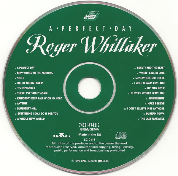 Buy Roger Whittaker : A Perfect Day (Greatest Hits & More) (CD, Comp)  Online for a great price