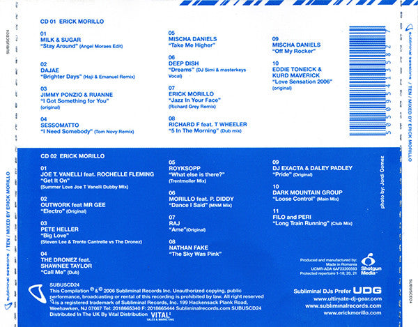 Buy Erick Morillo : Subliminal Sessions Ten (2xCD, Mixed) Online 