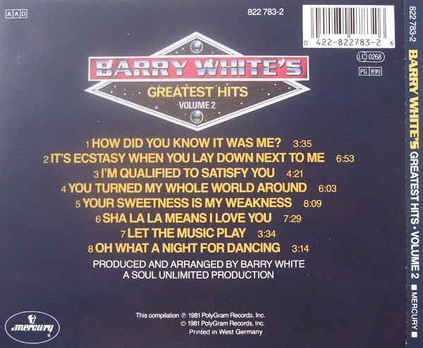 Barry White's Greatest Hits 2 - CD Mit Den Besten Songs Des Soul-Legende