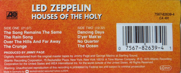 Buy Led Zeppelin : Houses Of The Holy (Cass, Album, RE, RM) Online